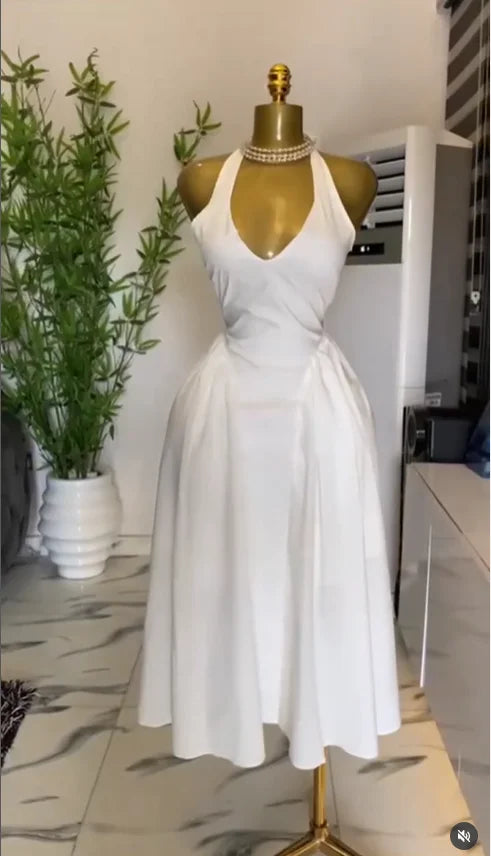 Halter Neck Backless Maxi Dress For Party Evening