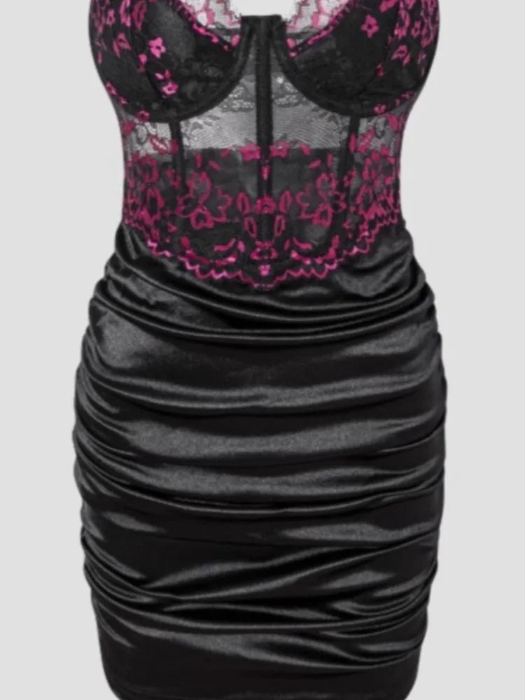 Women Lace Bodycon Club Dress Spaghetti Strap