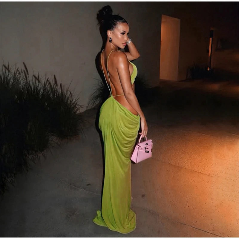 Btuce Exclusve Hollow Out Emerald Green Maxi Dress