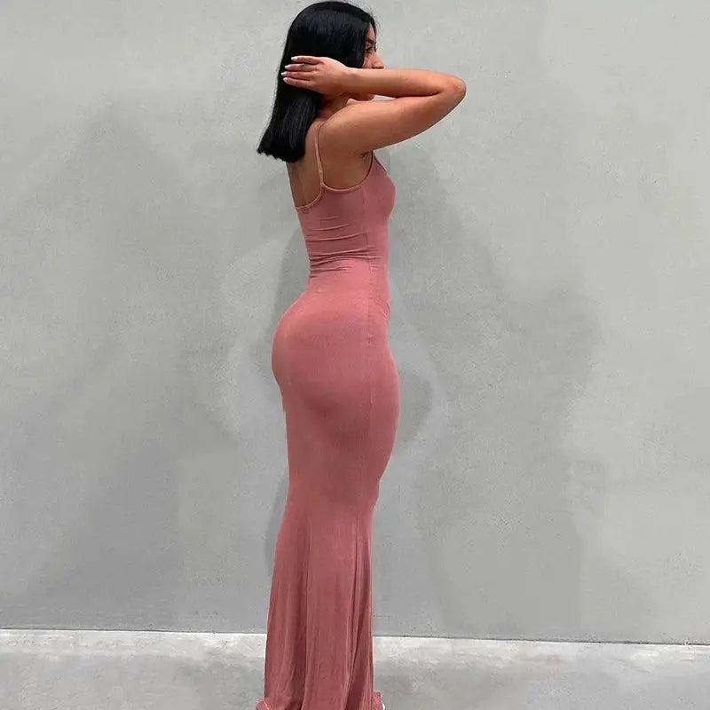 Satin Slip Maxi Dress Retro Future Chic For Stylish Women