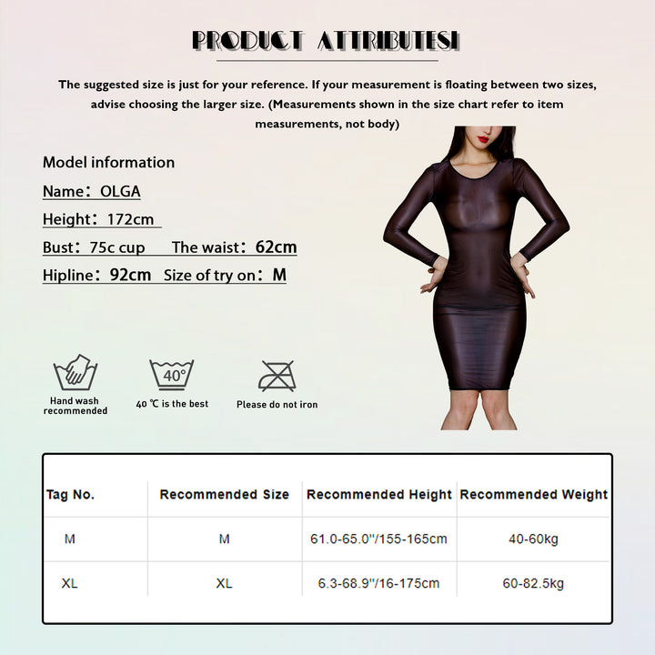 Glossy Bodycon Mini Dress With Long Sleeves