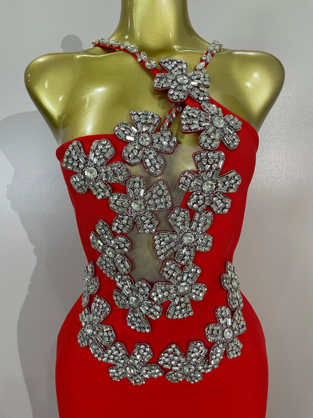 White Sparkly Crystal Diamond Backless Bodycon
