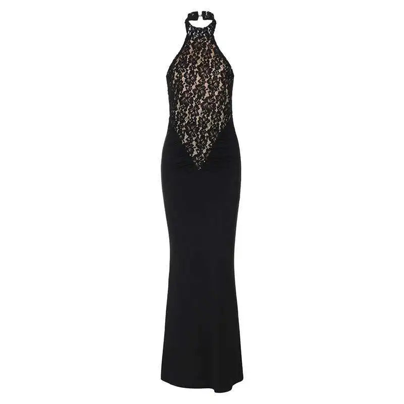 Elegant Black Lace Off Shoulder Evening Gown