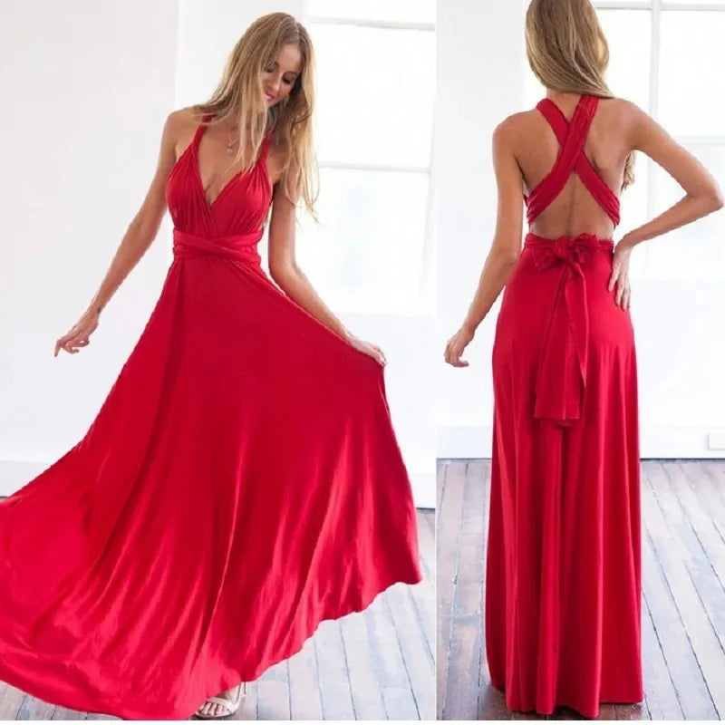 Sexy V Neck Maxi Dress With Straps For Summer Party