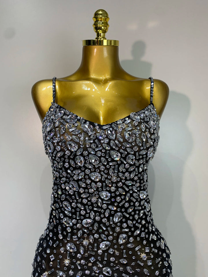 Kormanly Rhinestone Mesh Evening Gown Exclusive