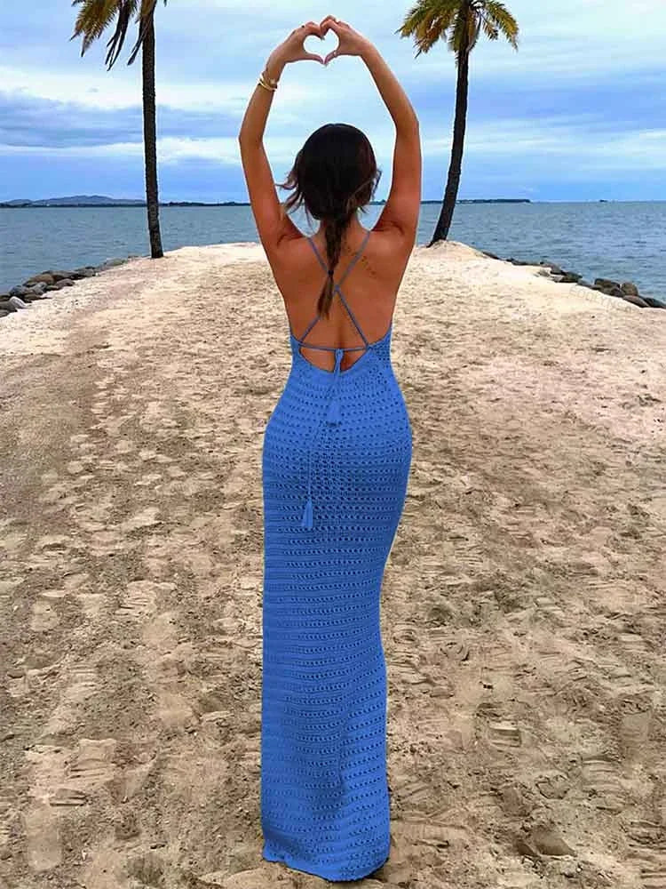 Luxury Edolynsa Knit Resort Maxi Dress With