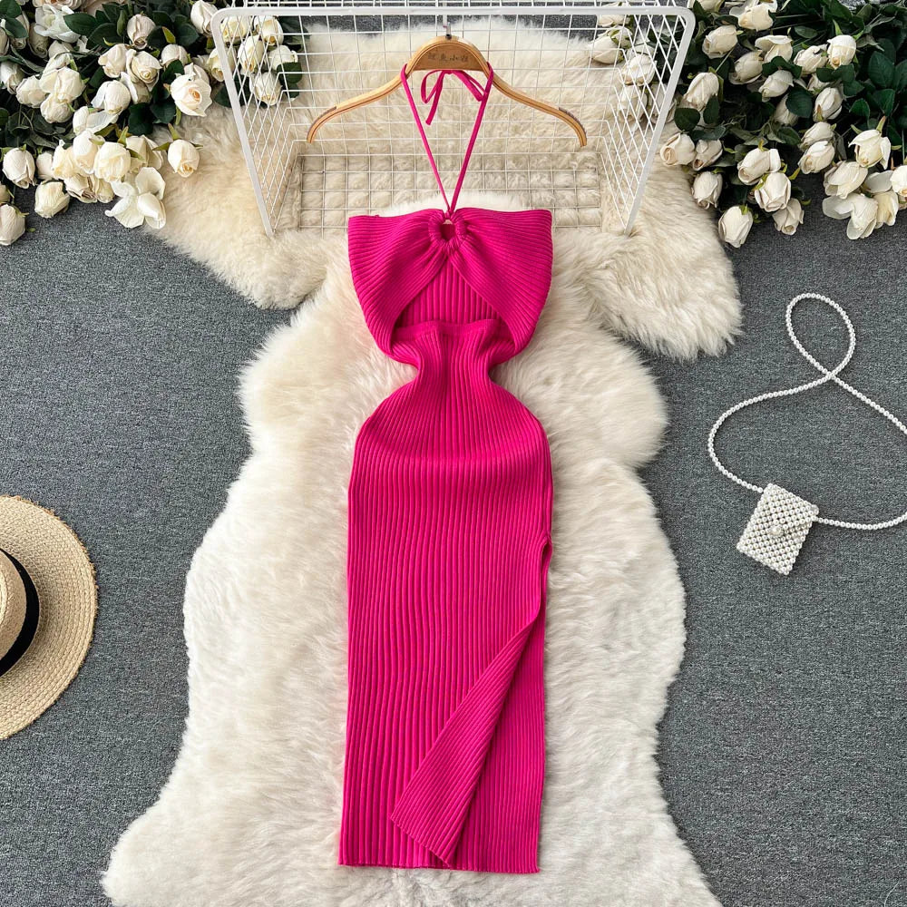 YuooMuoo Chic Knit Bodycon Dress Slim Knee Length