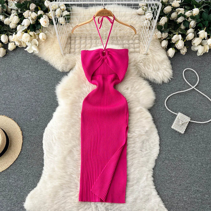 YuooMuoo Chic Knit Bodycon Dress Slim Knee Length
