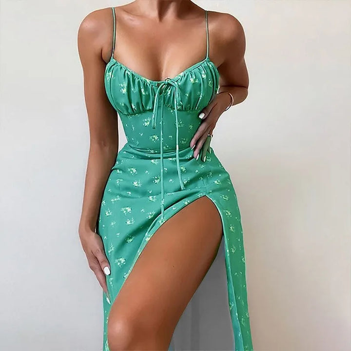 Floral Spaghetti Strap Maxi Dress With Bust