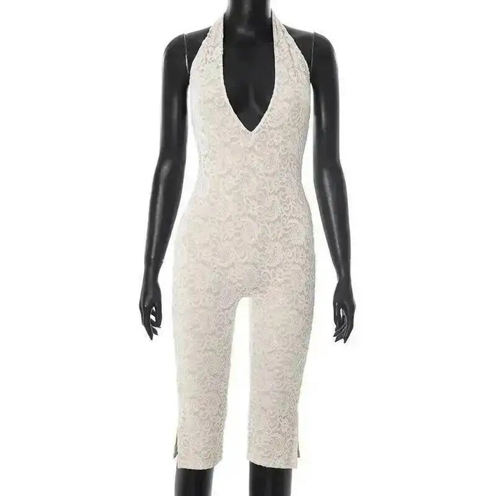 Avrilyaan Women S V Neck Lace Jumpsuit Exclusive