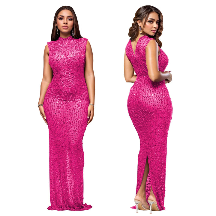 Luxury Rhinestone Maxi Evening Dress For Prom