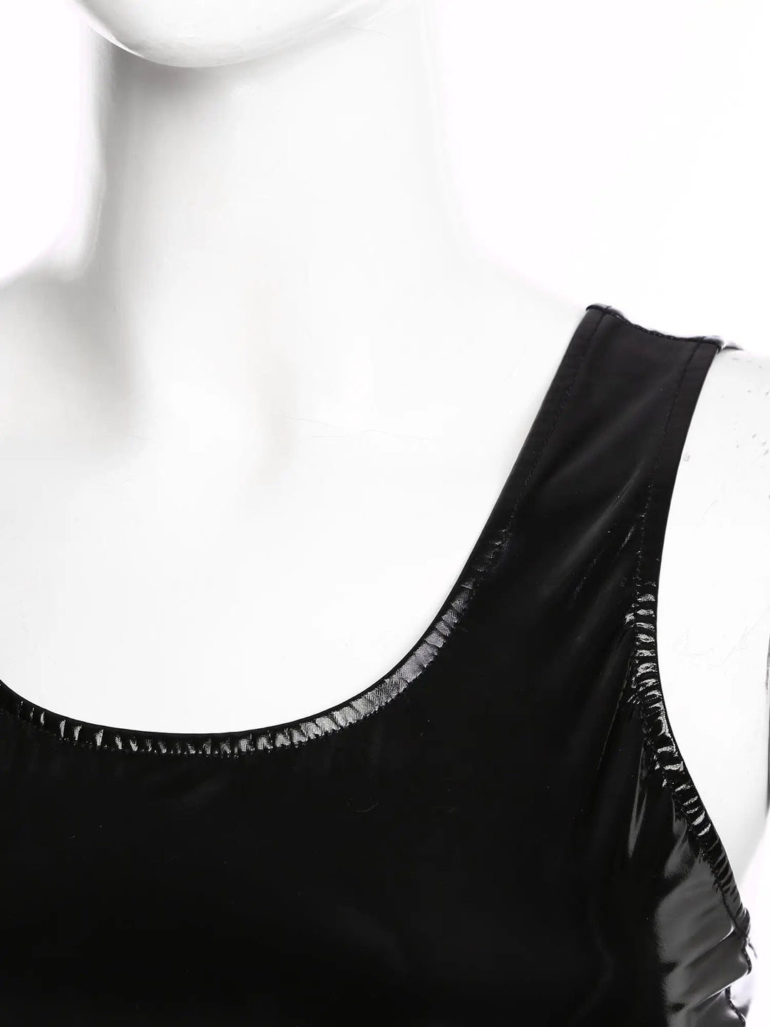 Sexy Women Wetlook Leather Tank Bodycon Dress Latex Sleeveless Mini Dresses Clubwear with Metal Clips Party Club Clothes Femme