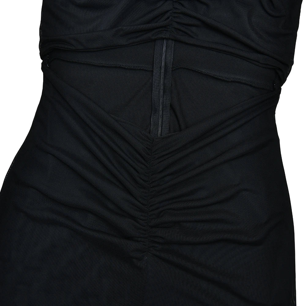 Julissa Mo Coffee Mesh Bodycon Maxi Dress Short