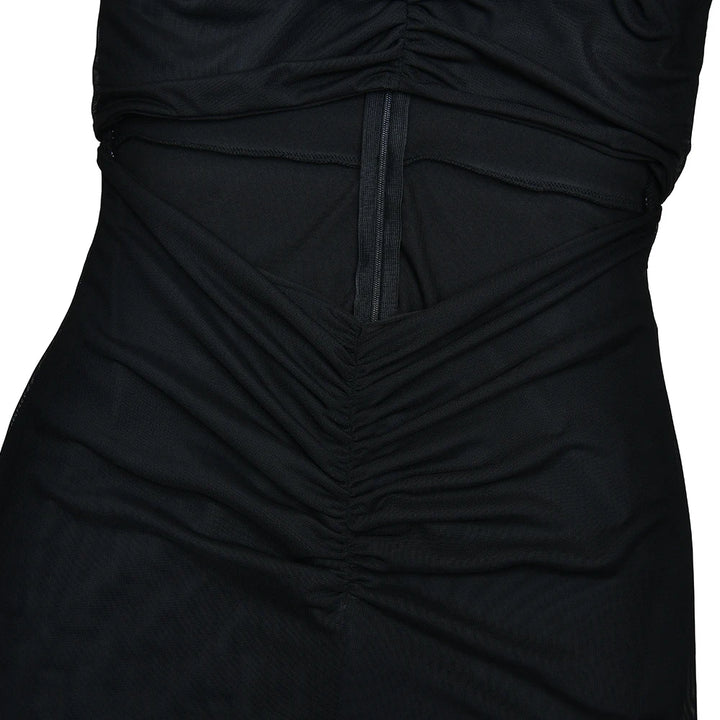 Julissa Mo Coffee Mesh Bodycon Maxi Dress Short