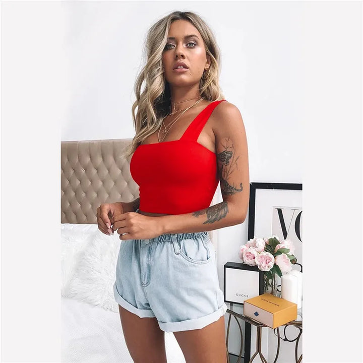 Dozw White Elastic Backless Crop Top