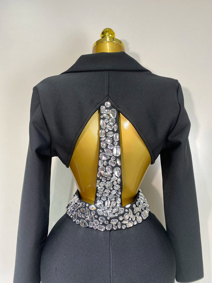 Kormanly Women Diamond Beaded Knit Bodycon Set