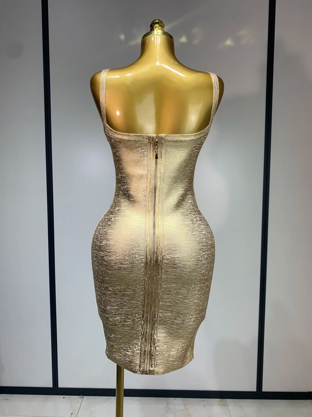 Gold Bandage Bodycon Dress For Women Nightclub