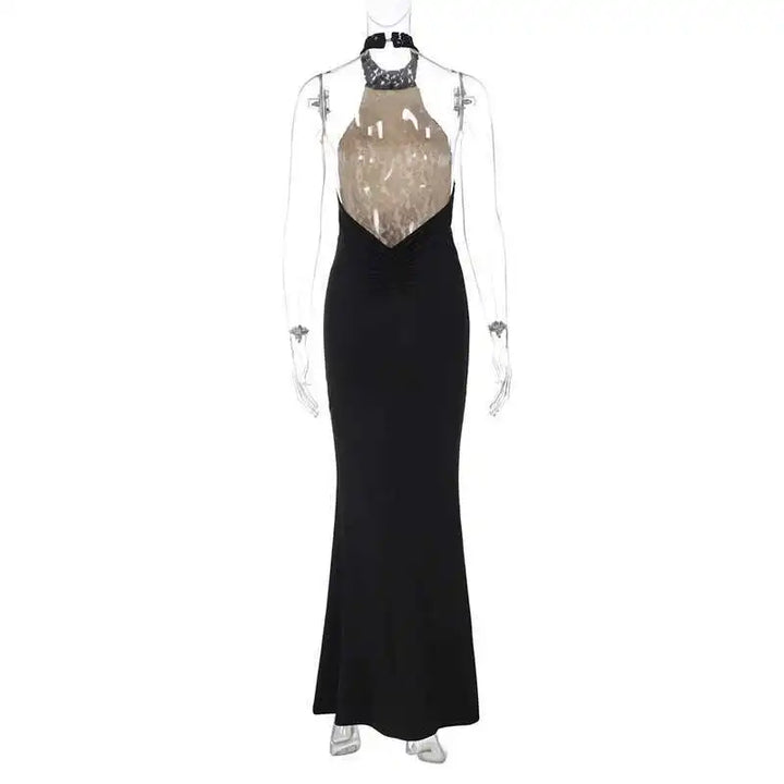 Elegant Black Lace Off Shoulder Evening Gown