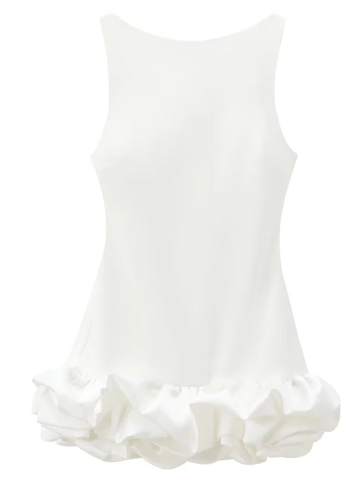 White Backless Ruffle Bodycon Mini Dress For Women