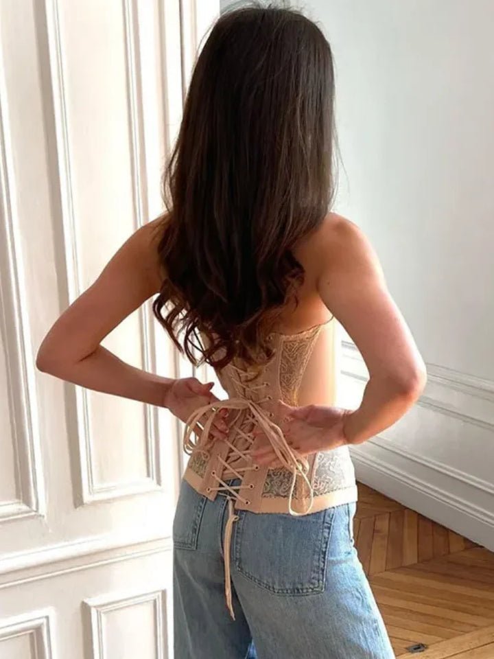 Elegant 3D Floral Sleeveless Corset Vest