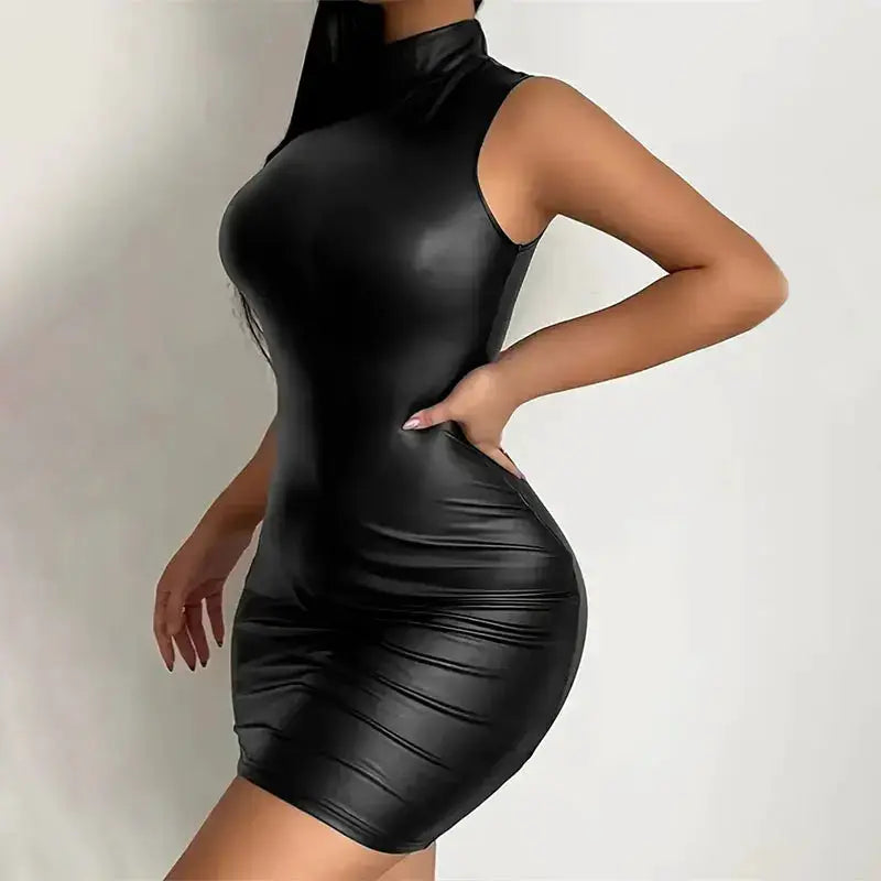 Party Bodycon Lady s Solid Color Dress Sexy Sleeveless Slim Elastic Package Hip Tee Skirt Mini Short Dress