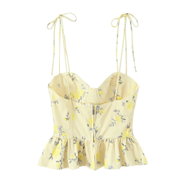 Luxury Floral Backless Corset Top For Evening