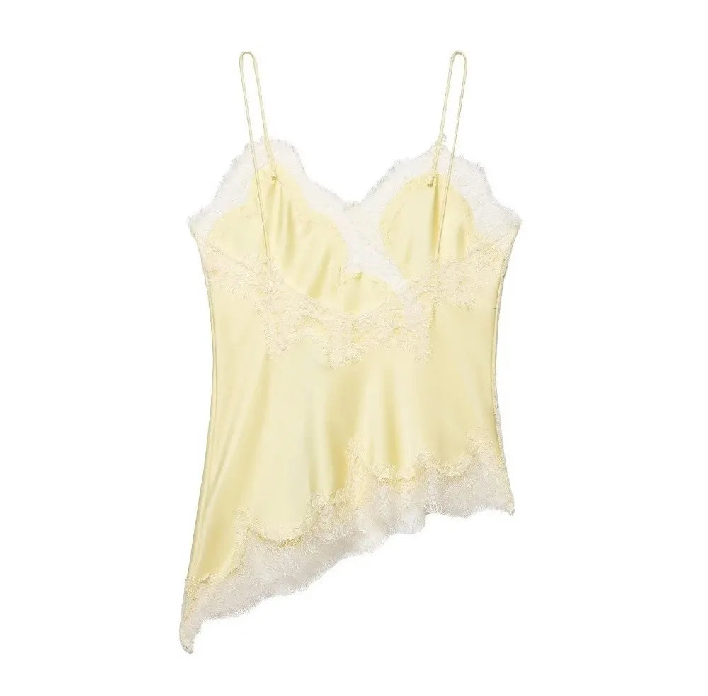V Neck Asymmetrical Lace Camisole For A Chic