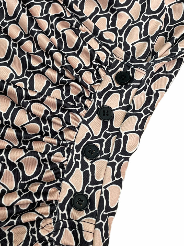 Floral V Neck Sleeveless Bodycon Dress High Waist
