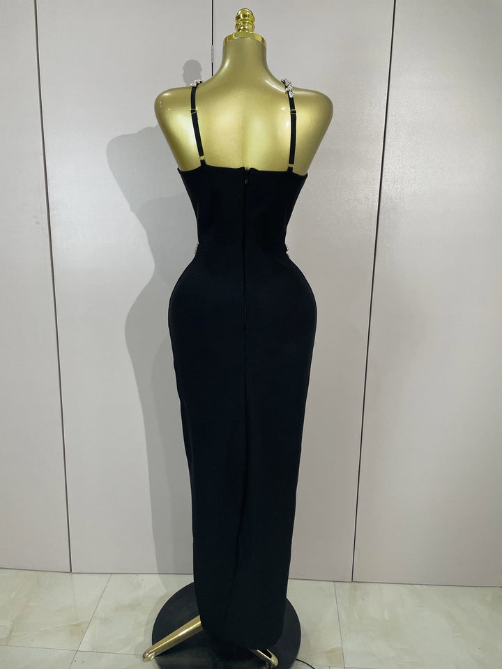 White Sparkly Crystal Diamond Backless Bodycon
