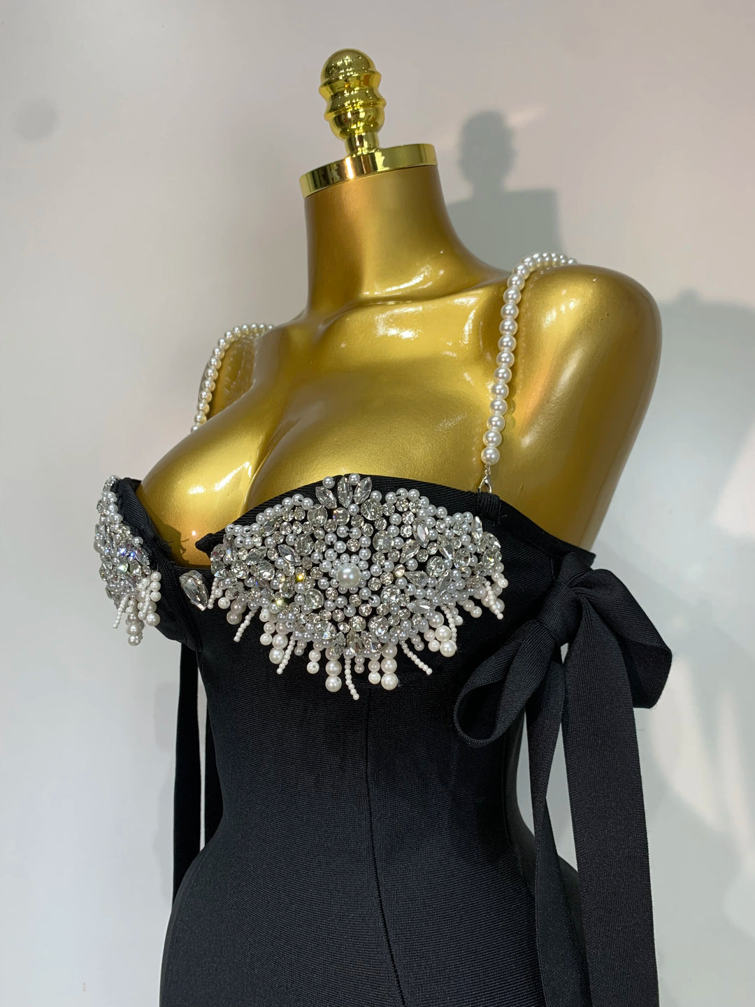 Elegant Kormanly Women Backless Crystal Pearl