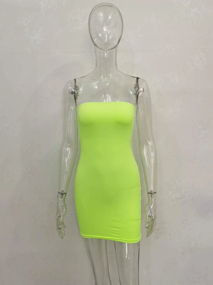Sexy Strapless Off Shoulder Pink Bodycon Dress