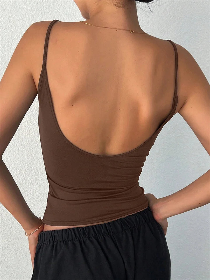 Phumee Y2K Backless Knit Crop Cami For Nightlife