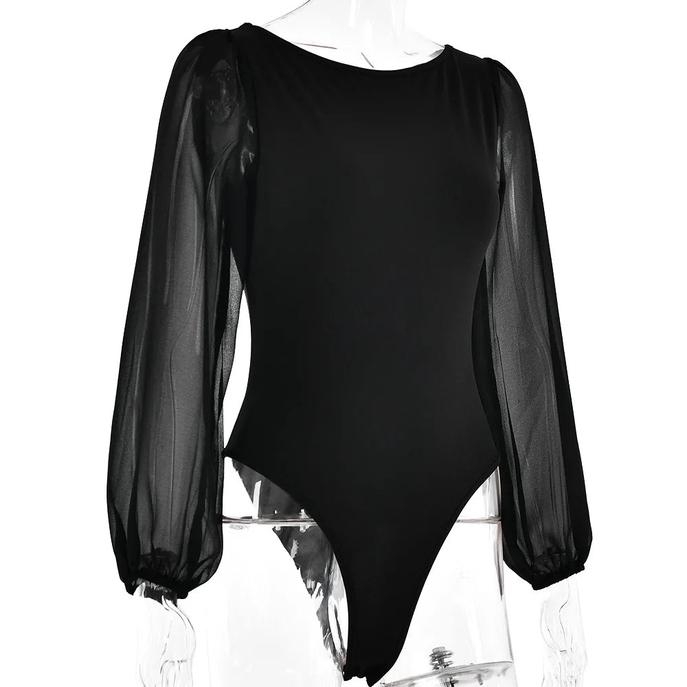 BornToGirl Slim Cotton Mesh Bodysuit Atelier Edit
