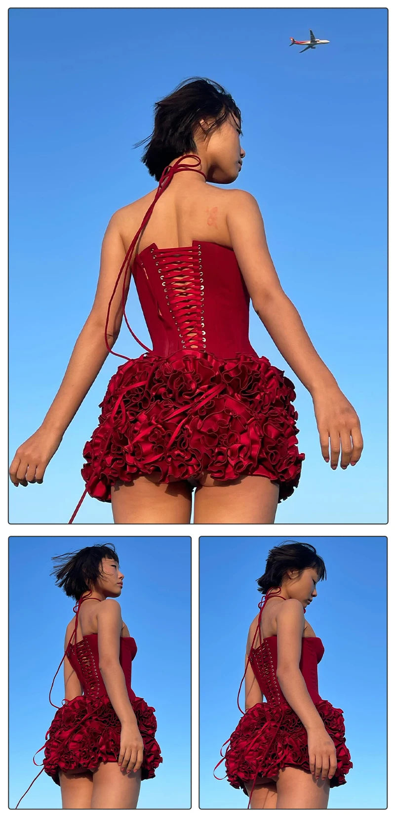 Vj Gochi Signature Red Holiday Cocktail Dress