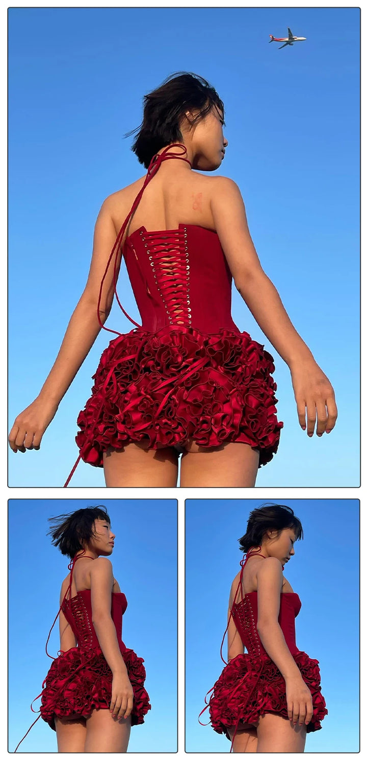 Vj Gochi Signature Red Holiday Cocktail Dress