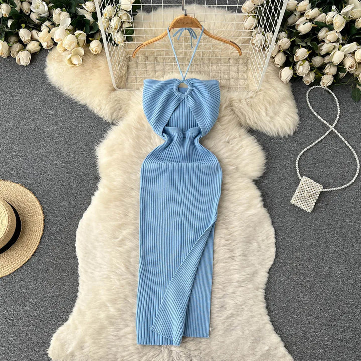 YuooMuoo Chic Knit Bodycon Dress Slim Knee Length