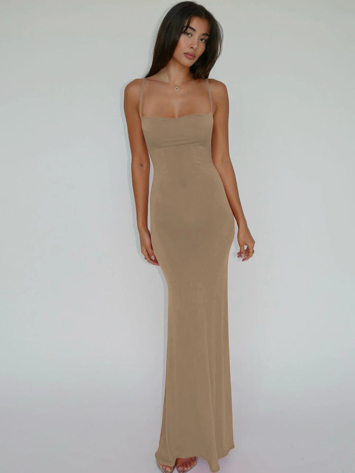 Y2K Solid Sleeveless Backless Bodycon Maxi Dress