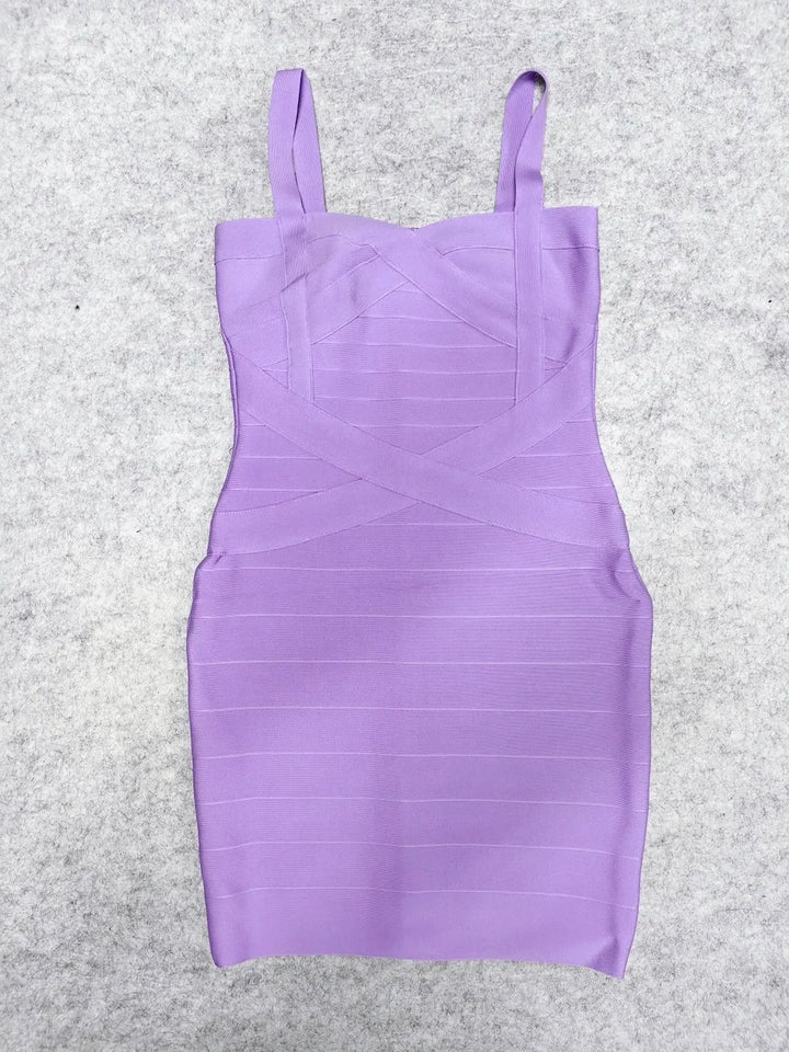 Beaukey Blue Spaghetti Strap Bandage Dress Bodycon