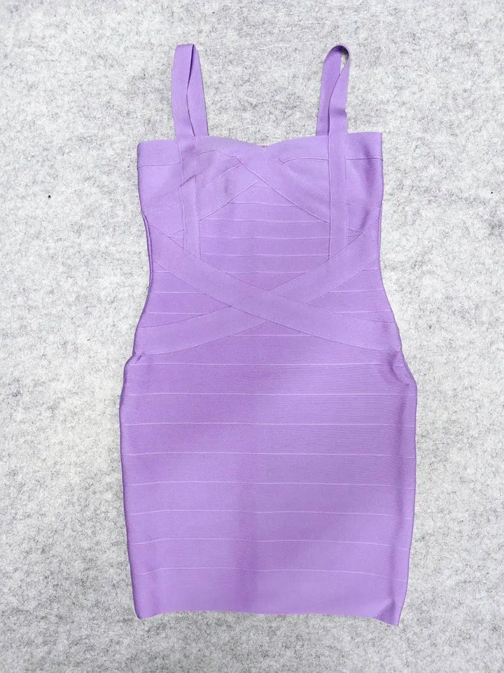 BEAUKEY Blue Spaghetti Strap Women Mini Bandage Dress Bodycon Sexy Above Knee Length Bodycon Party Club Dress XL Classic Vestido