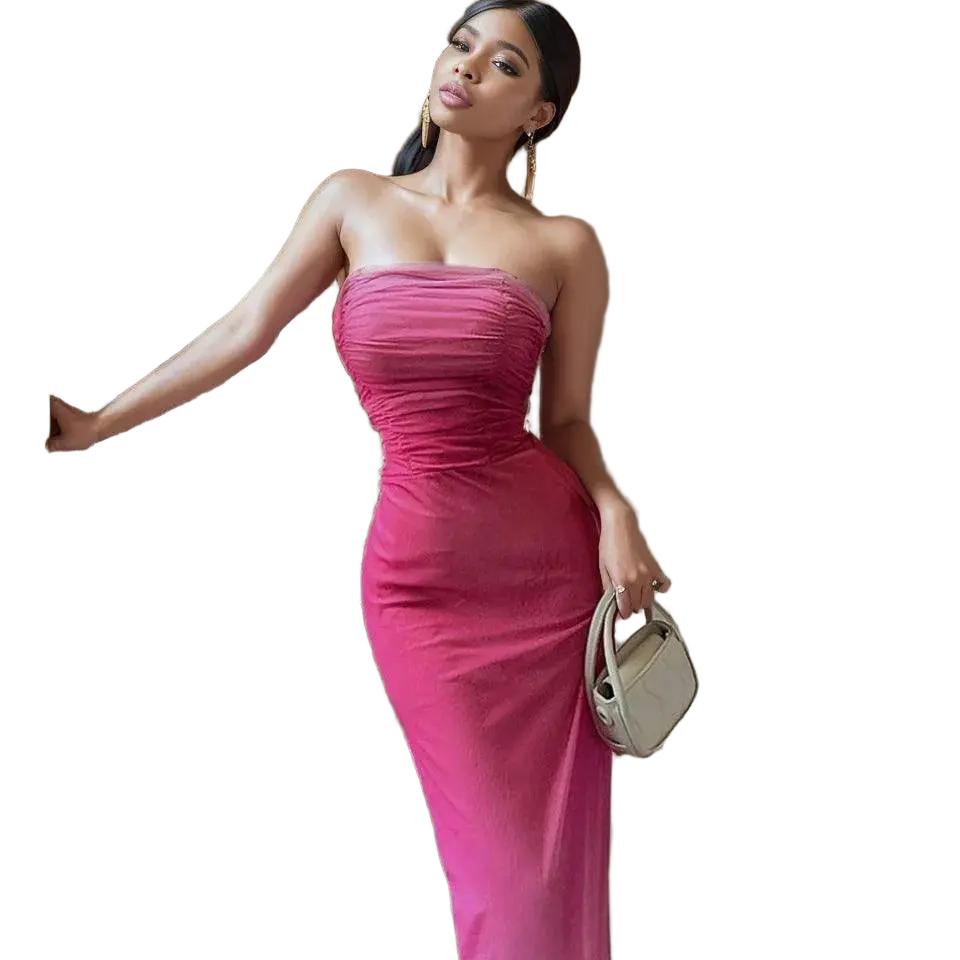 Off Shoulder Gradient Bodycon Dress Summer Chic Elegance