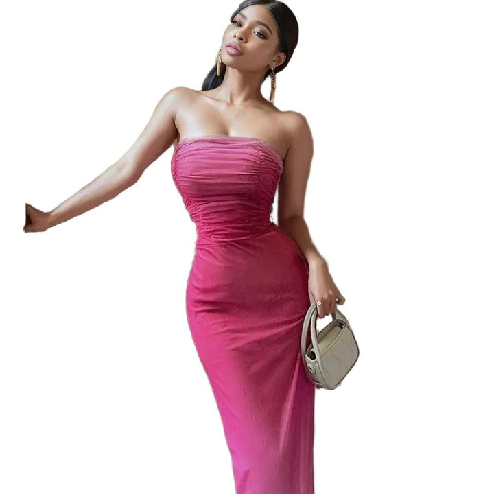 Off Shoulder Gradient Bodycon Dress Summer Chic Elegance
