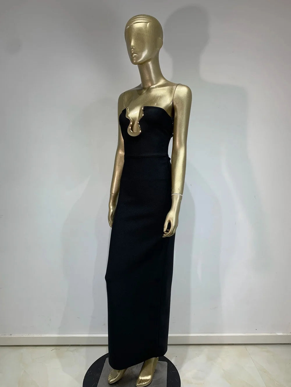 Laura Kors Black Knit Maxi Dress Slim Fit Stretchy