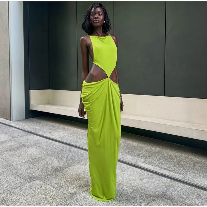 Btuce Exclusve Hollow Out Emerald Green Maxi Dress