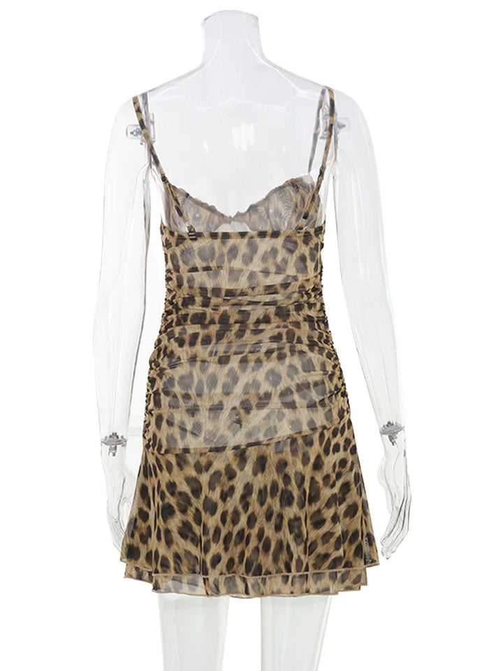 Luxury Leopard Mini Cami Dress For Confident Women