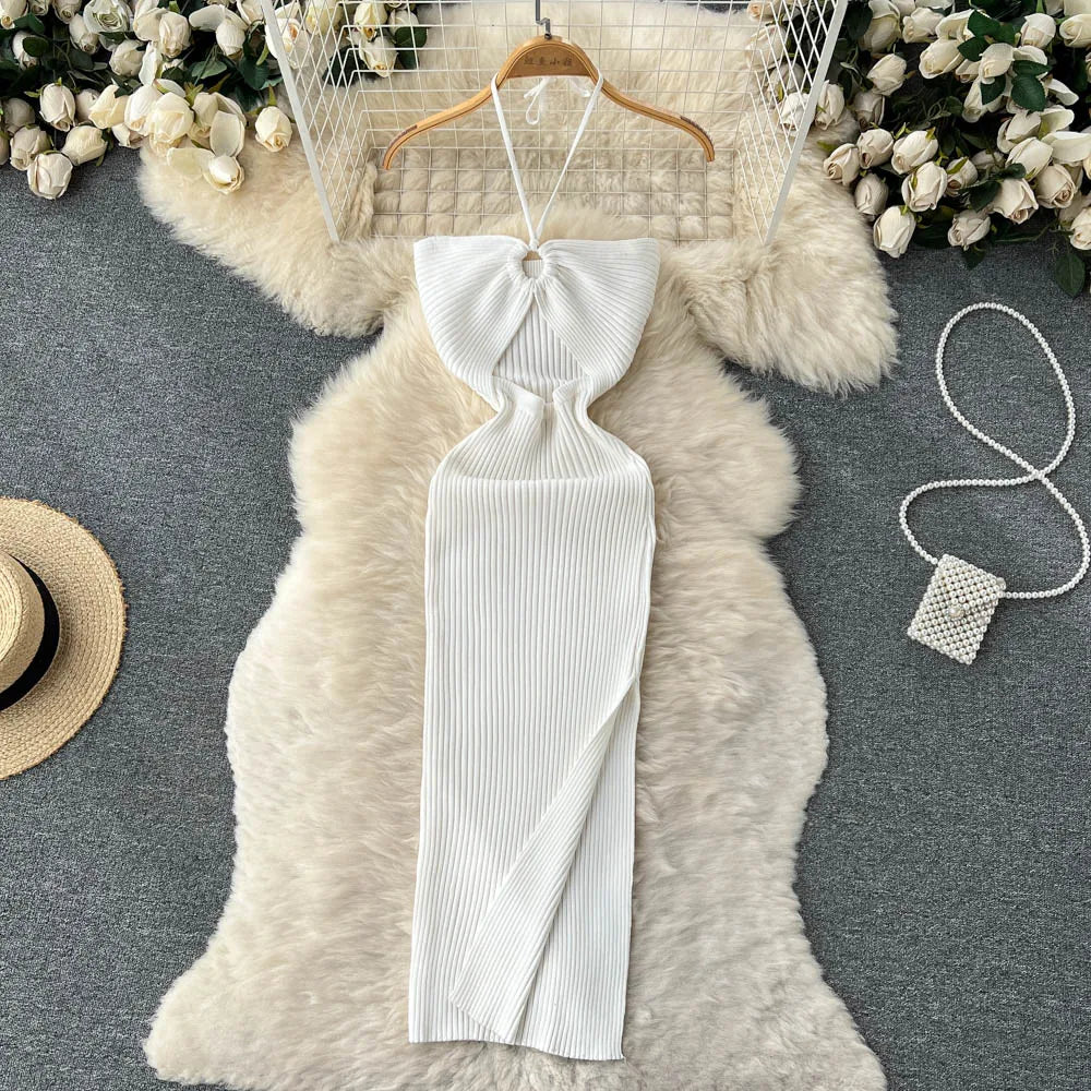 YuooMuoo Chic Knit Bodycon Dress Slim Knee Length