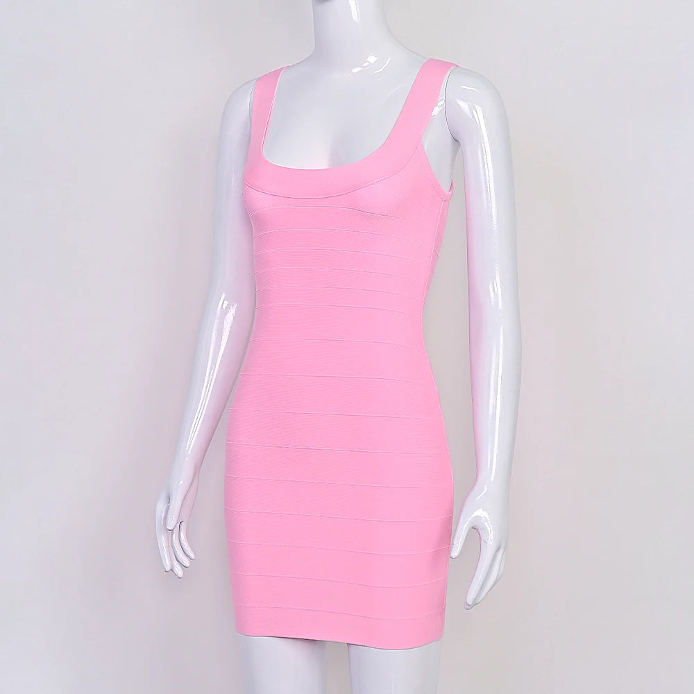 Luxury Pink Ginger Bandage Bodycon Mini Dress