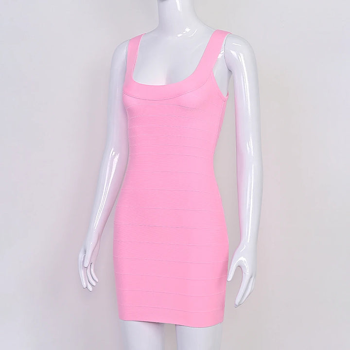 Luxury Pink Ginger Bandage Bodycon Mini Dress