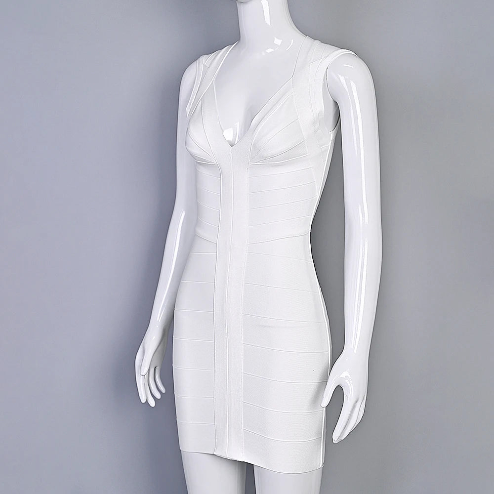 Luxury Signature Knit Plunge Dress For Elegant