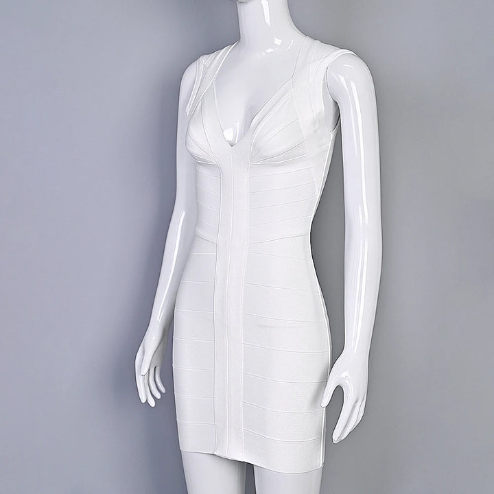 Luxury Signature Knit Plunge Dress For Elegant