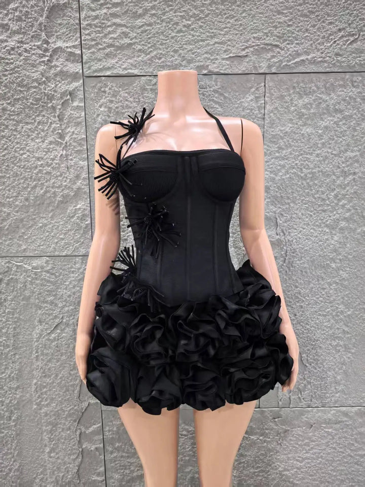 XEVMONI Black Signature Strapless Sexy Club Dress
